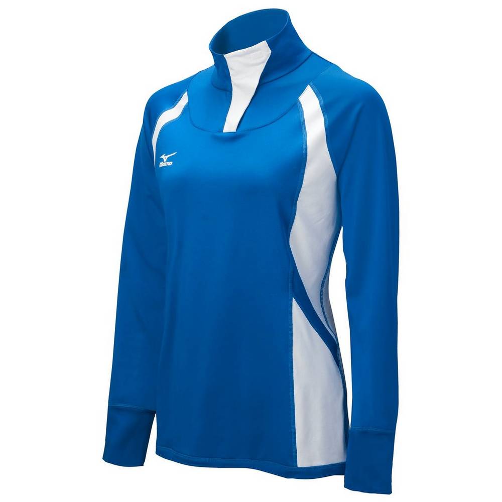 Chaqueta Mizuno Nine Collection: Drive Half-Zip Mujer Azul Real/Blancas España UJOE-29031